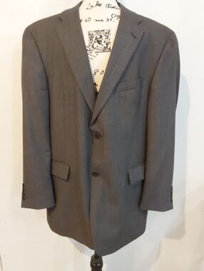 Tommy Hilfiger Men's Gray Classic Two-Button Blazer Cashmere Wool 46R